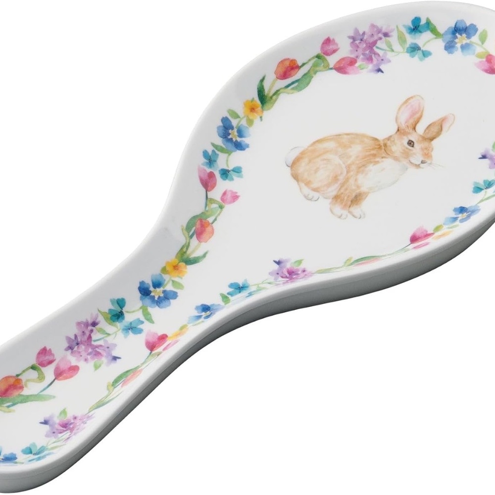 Melamine Spoon Rest Spoon 9.625 Inch for Kitchen Counter, Hello Easter Design